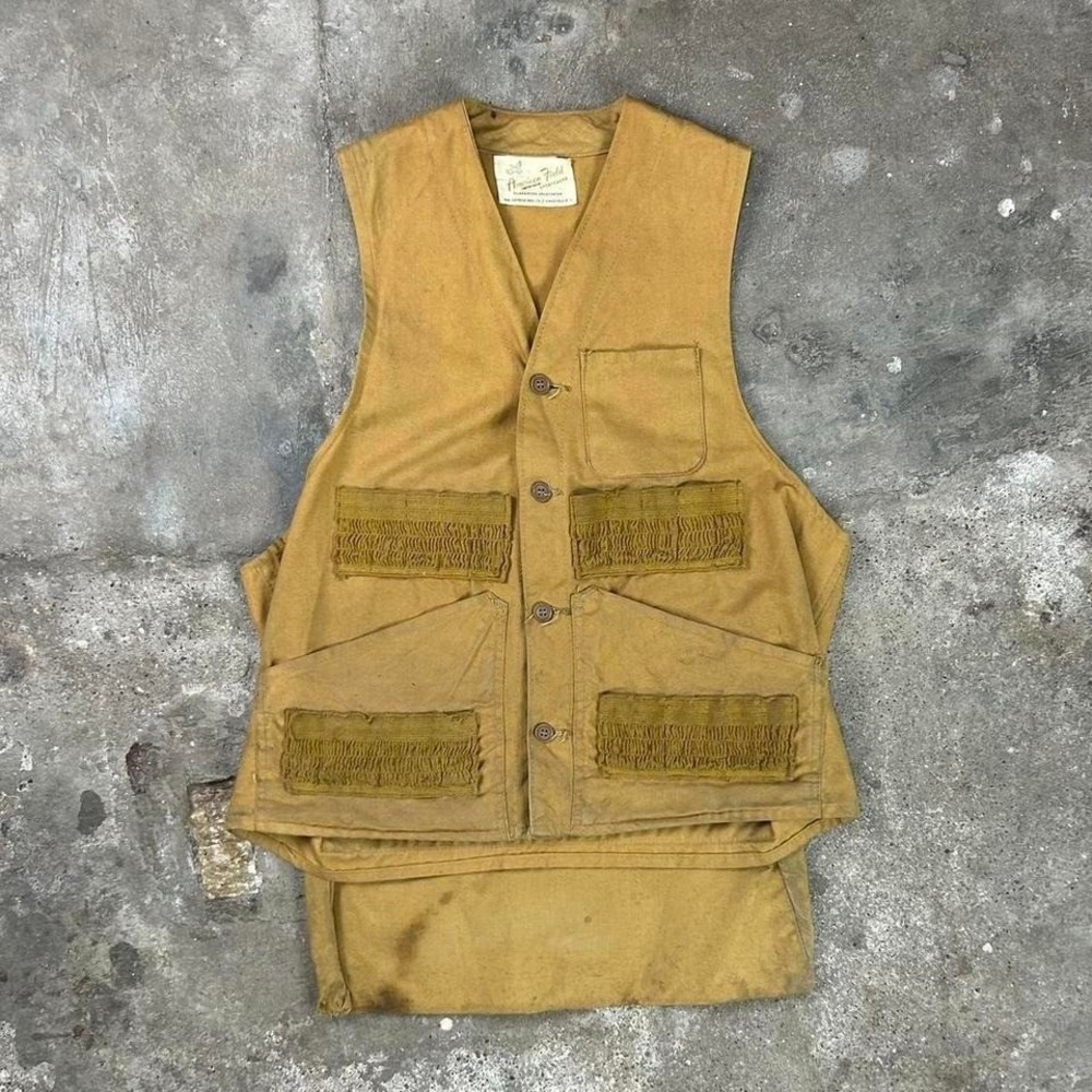 Vintage 60s American Field Hunting Vest Size Small Tan Game USA Made